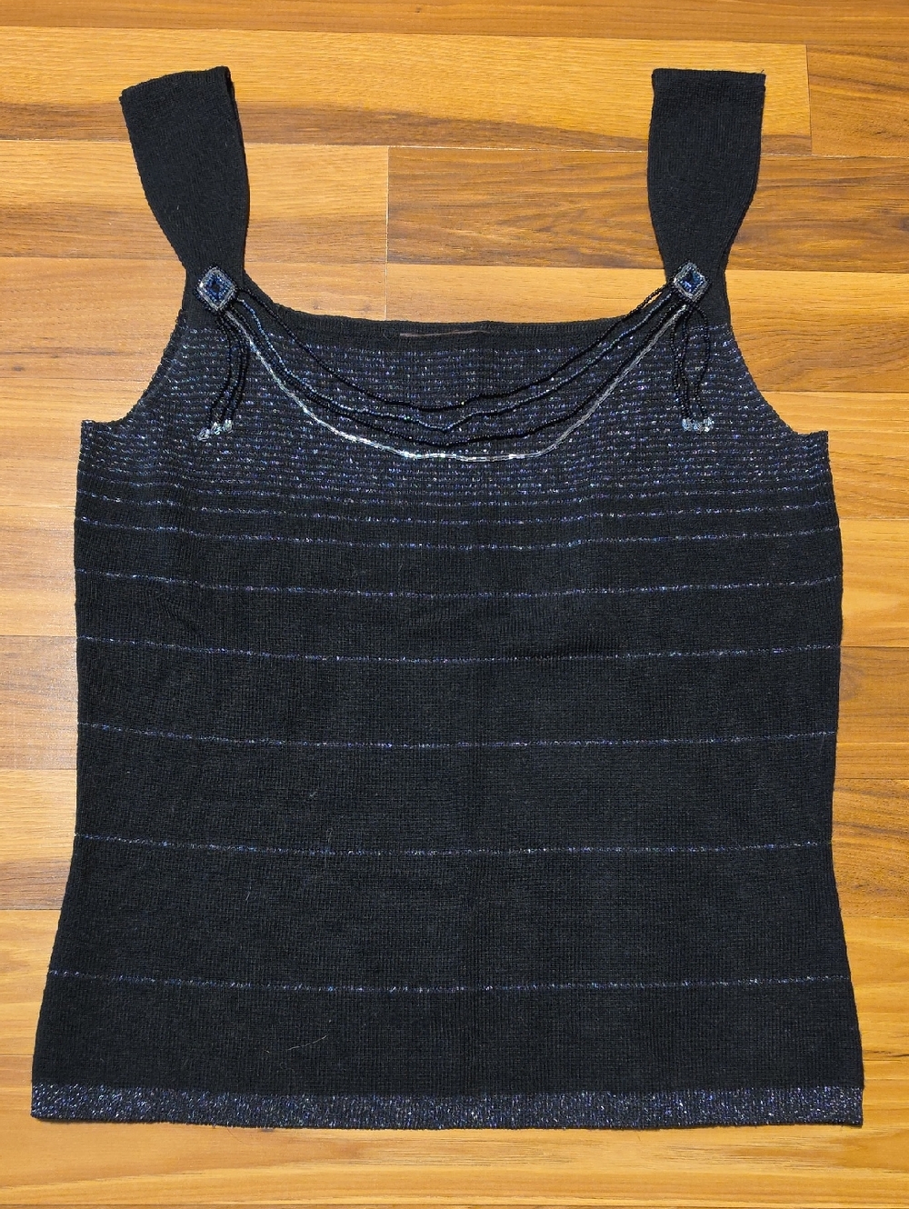 Bandolino Black Sparkle Beaded Tank Top